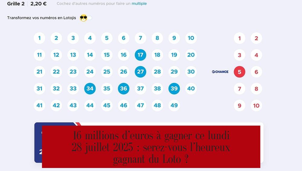 16 millions d’euros à gagner ce lundi 28 juillet 2025 : serez-vous l’heureux gagnant du Loto ?